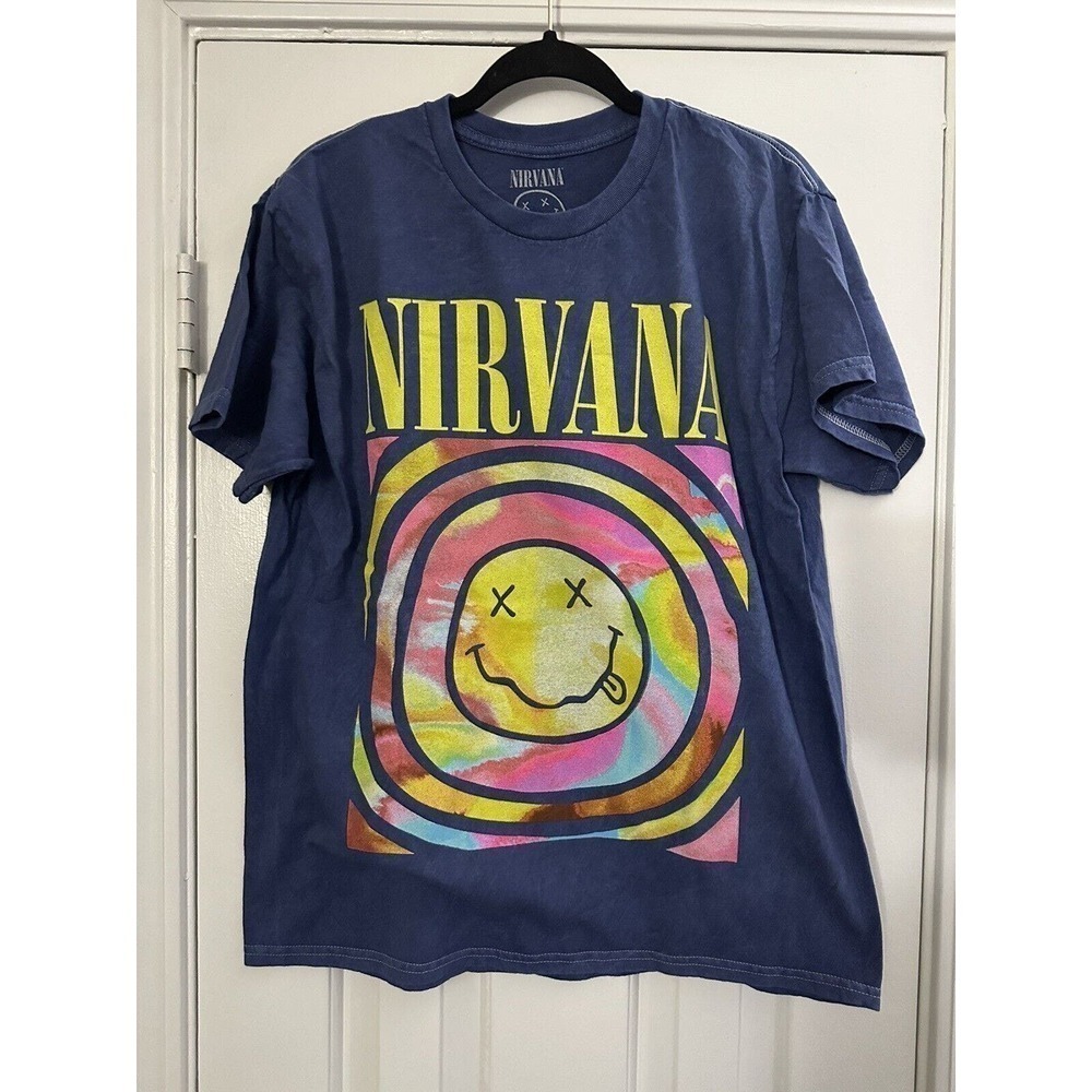 NWOT Nirvana Smiley Logo Short Sleeve T-shirt Tee Vintage Wash Unisex Large